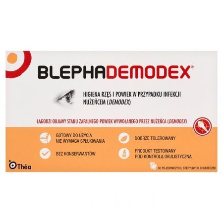 DATA 30/08/2026 Blephademodex, chusteczki do codziennej higieny powiek, 30 sztuk