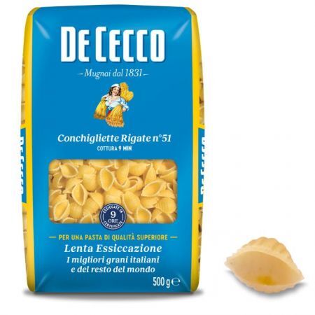 De Cecco, włoski makaron Conchigliette Rigate n°51, 500g