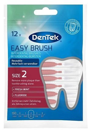 DenTek, Easy Brush, szczoteczki do normalnych przestrzeni międzyzębowych, rozmiar 2, 12 sztuk
