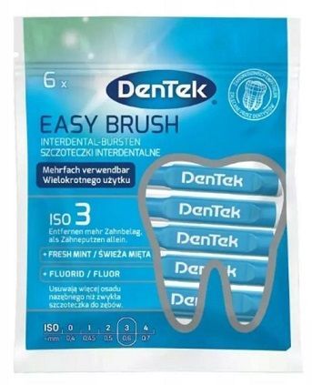 DenTek, Easy Brush, szczoteczki do normalnych przestrzeni międzyzębowych, rozmiar 3, 6 sztuk
