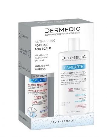 Dermedic Capilarte, serum-kuracja stymulująca wzrost i odrost włosów, 150ml + Anti-ageing, szampon, 300ml