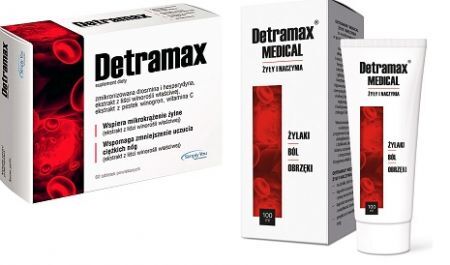Detramax, 60 tabletek + Detramax Medical, żyły i naczynia, żel, 100ml