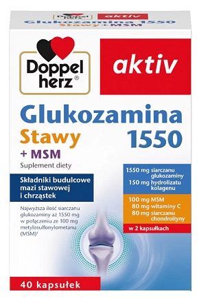 Doppelherz Aktiv, Glukozamina 1550 Stawy + MSM, 40 kapsułek