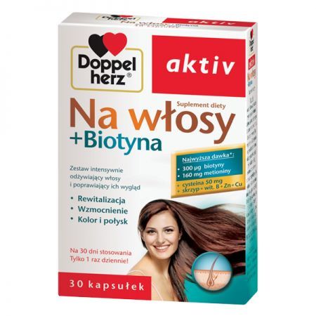 Doppelherz Aktiv, Na włosy + Biotyna, 30 kapsułek
