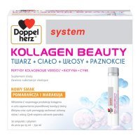 Doppelherz System, Kollagen Beauty, smak pomarańczy i marakui, 30 ampułek po 25ml