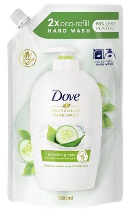 Dove Refreshing Care, mydło w płynie, ogórek i zielona herbata, zapas, 500ml