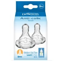 Dr Brown's, silikonowy smoczek do butelki, wąska szyjka, po 6 miesiącu, 2 sztuki