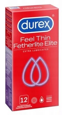 Durex, prezerwatywy lateksowe Fetherlite Elite, 12 sztuk