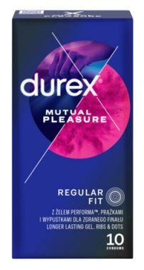 Durex, prezerwatywy lateksowe Mutual Pleasure, z lubrykantem, 10 sztuk