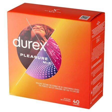 Durex, zestaw prezerwatyw Pleasure Mix, 40 sztuk