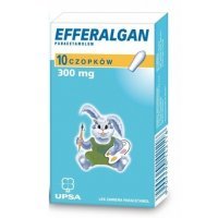 Efferalgan 300mg, czopki doodbytnicze, dla dzieci po 3 roku życia, 10 sztuk