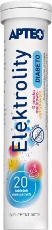 Elektrolity Diabeto Apteo, smak malinowo-cytrynowy, 20 tabletek musujących