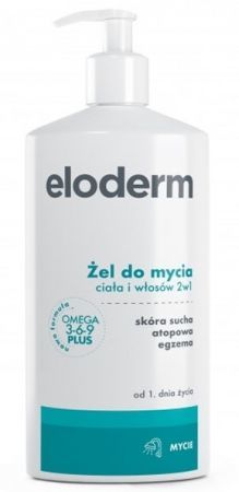 Eloderm, żel do mycia ciała i włosów 2w1 do skóry suchej i atopowej, od urodzenia, 400ml