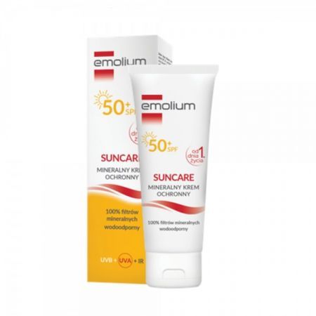 Emolium Suncare, krem mineralny ochronny SPF 50+, wodoodporny, od 1 dnia życia, 50ml