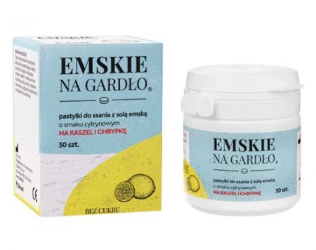 Emskie na Gardło, smak cytrynowy, dla dorosłych i dzieci po 6 roku życia, 30 pastylek do ssania