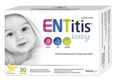 Entitis Baby, dla niemowląt po 6 miesiącu życia, proszek, smak bananowy, 30 saszetek