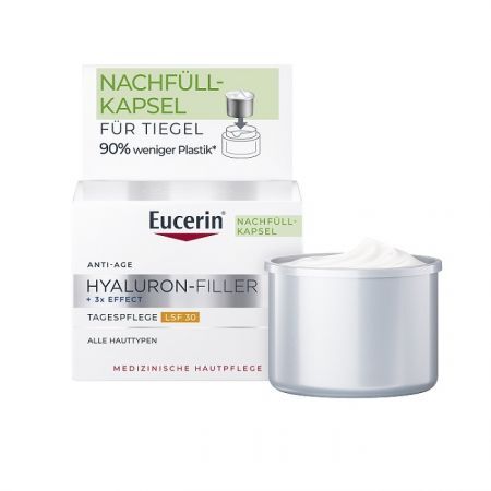 Eucerin Hyaluron-Filler + 3x Effect, przeciwzmarszczkowy krem na dzień SPF30, refill, 50ml