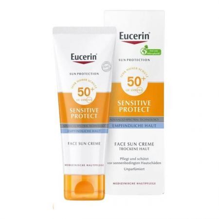 Eucerin Sun Protection Sensitive Protect, krem ochronny do twarzy SPF 50+, 50ml