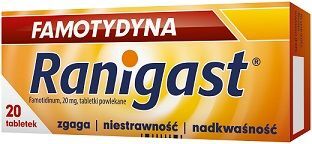 Famotydyna Ranigast 20mg, 20 tabletek