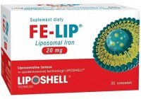 Fe-Lip, Liposomal Iron 20mg, żel doustny o smaku truskawkowym, 30 saszetek