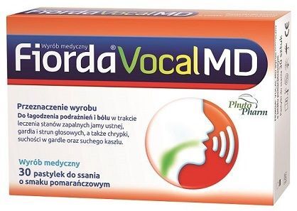 Fiorda Vocal MD, smak pomarańczowy, 30 pastylek do ssania