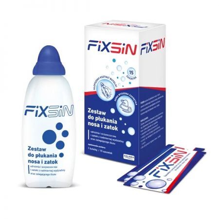 Fixsin, zestaw do płukania nosa i zatok, butelka 240ml + 15 saszetek