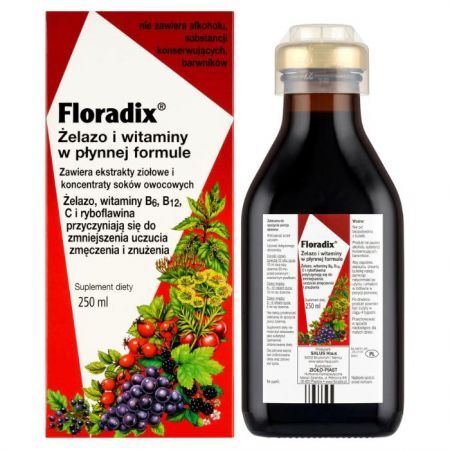 Floradix, żelazo i witaminy, płyn, 250ml