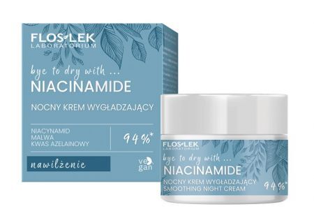 Flos-Lek Laboratorium, Niacinamide, krem wygładzający z niacynamidem, ekstraktem z korzenia malwy i kwasem azelainowym, na noc, 50ml