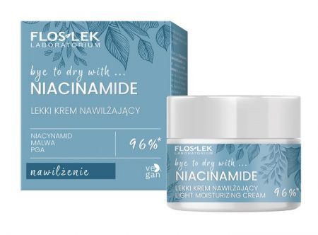 Flos-Lek Laboratorium, Niacinamide, lekki krem nawilżający z niacynamidem, ekstraktem z korzenia malwy oraz kwasem poliglutaminowym (PGA), 50ml
