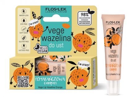 Flos-Lek Laboratorium, Vege, wazelina do ust, Pomarańczowa Campari, 10g