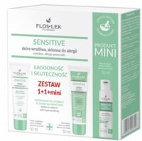 Flos-Lek Pharma, Sensitive, krem nawilżający, 50ml + krem tłusty, 50ml + płyn micelarny, 50ml