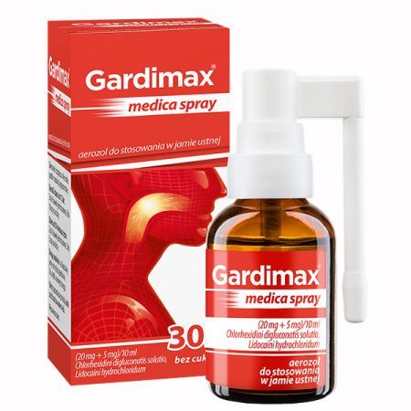 Gardimax medica spray (20mg+5mg)/10ml, aerozol bez cukru, 30ml