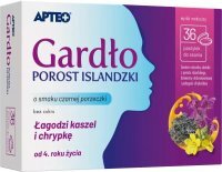 Gardło Porost Islandzki, Apteo, smak czarnej porzeczki, od 4 roku życia, 36 pastylek do ssania