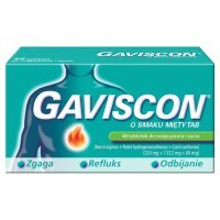 Gaviscon (250mg+133,5mg+80 mg), smak miętowy, 48 tabletek do rozgryzania i żucia.