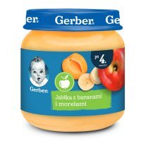 Gerber, deserek, jabłka z bananami i morelami, po 4 miesiącu, 125g