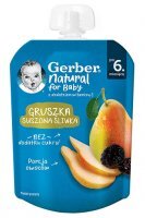 Gerber, deserek w tubce, gruszka z suszoną śliwką, po 6 miesiącu, 80g