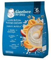 Gerber for Baby, kaszka mleczna ryżowo-owsiana, jabłko-morela, po 6 miesiącu, 160g