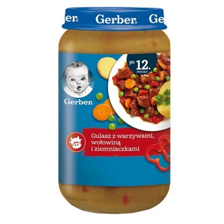 Gerber, gulasz z warzywami, wołowiną i ziemniaczkami, po 12 miesiącu, 250g