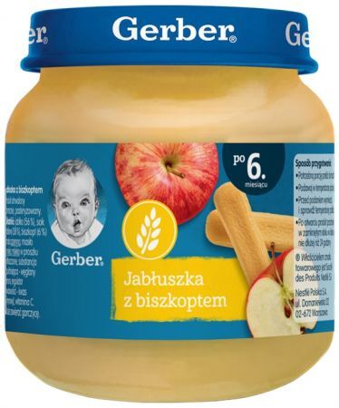Gerber, jabłuszka z biszkoptem, po 6 miesiącu, 125g