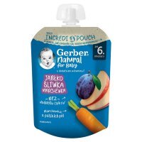 Gerber, mus owocowo-warzywny, jabłko, śliwka i marchewka, po 6 miesiącu, 80g