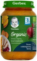 Gerber Organic, bataty z dynią, kurczakiem i buraczkami, po 8 miesiącu, 190g