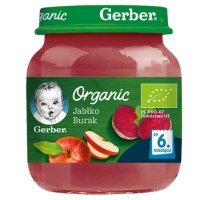 Gerber Organic, jabłko i burak, po 6 miesiącu, 125g