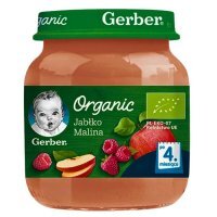 Gerber Organic, jabłko i malina, po 4 miesiącu, 125g