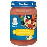 Gerber, owsianka, banany, truskawki i maliny z płatkami owsianymi, po 8 miesiącu, 190g