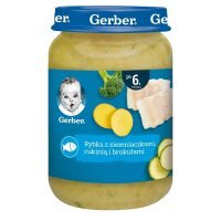 Gerber, rybka z ziemniaczkami, cukinią i brokułami, po 6 miesiącu, 190g