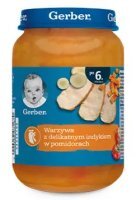 Gerber, warzywa z delikatnym indykiem w pomidorach, po 6 miesiącu, 190g