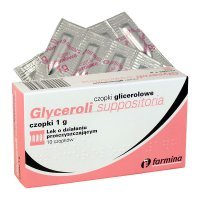 Glyceroli Suppositoria 1g, czopki glicerolowe, 10 sztuk