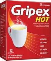 Gripex Hot (650mg+10mg+50mg), proszek, 12 saszetek