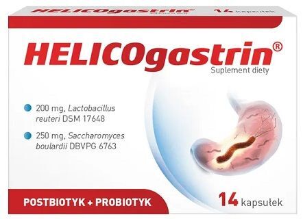 HELICOgastrin, dla dorosłych i dzieci po 3 roku życia, 14 kapsułek