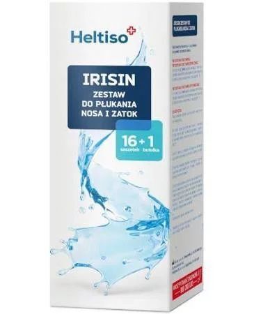 Heltiso Irisin, zestaw do płukania nosa i zatok, butelka + 16 saszetek